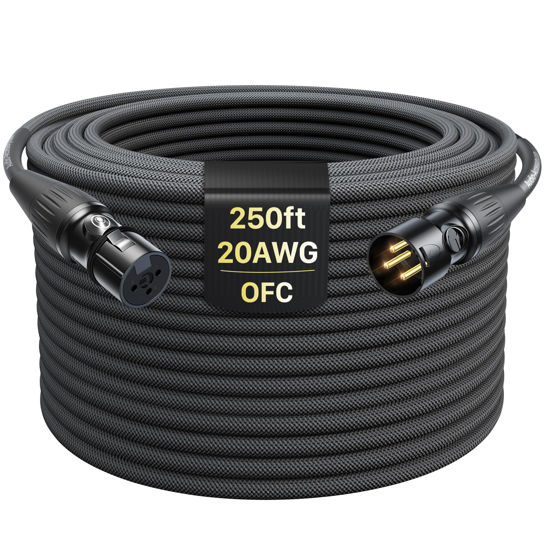 Picture of XLR Cables 250ft 1 Pack, Professional Gold-Plated Rean Connectors from Neutrik, Kevlar-Reinforced Nylon Braided XLR Microphone Cable, Mic Cable, Durable Shielded and Balanced XLR Male to Female Cord