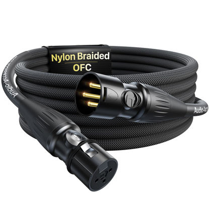 Picture of XLR Cables 6.6ft 1 Pack, Professional Gold-Plated Rean Connectors from Neutrik, Kevlar-Reinforced Nylon Braided XLR Microphone Cable, Mic Cable, Durable Shielded and Balanced XLR Male to Female Cord
