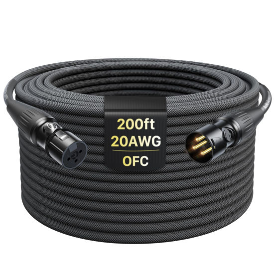 Picture of XLR Cables 200ft 1 Pack, Professional Gold-Plated Rean Connectors from Neutrik, Kevlar-Reinforced Nylon Braided XLR Microphone Cable, Mic Cable, Durable Shielded and Balanced XLR Male to Female Cord