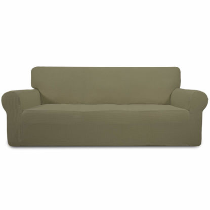 Picture of Easy-Going Stretch Sofa Slipcover 1-Piece Sofa Cover Furniture Protector Couch Soft with Elastic Bottom for Kids, Polyester Spandex Jacquard Fabric Small Checks (Sofa, Khaki)