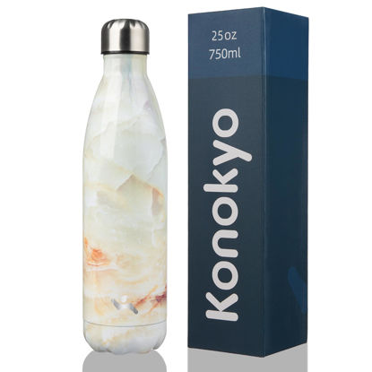 Picture of Konokyo Insulated Water Bottles,25 oz Double Wall Stainless Steel Vacumm Metal Flask for Sports Travel,Marble Jade