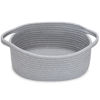 Picture of ABenkle Small Basket, 12"x 8" x 5" Cute Small Woven Basket, Rope Room Shelf Storage Basket, Cat Dog Toys Basket Chest Box, Decorative Empty Gift Basket with Handles - All Gray