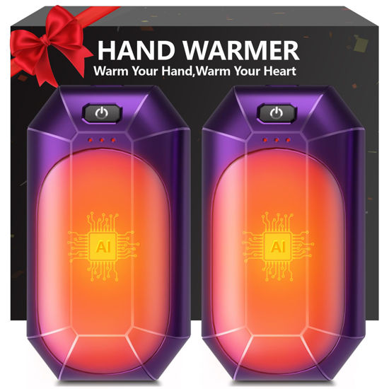 Picture of WARMHAND AI Hand Warmers Rechargeable 2 Pack,Portable Electric Hand Warmer Reusable,AI Smart Chip Hand Warmer for Outdoor Golf Hunting Camping Accessories,Warm Winter Gifts for Men Women Kids (Purple)