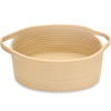 Picture of ABenkle Small Basket, 12"x 8" x 5" Cute Small Woven Basket, Rope Room Shelf Storage Basket, Cat Dog Toys Basket Chest Box, Decorative Empty Gift Basket with Handles - All Khaki