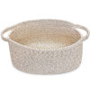 Picture of ABenkle Small Basket, 12"x 8" x 5" Cute Small Woven Basket, Rope Room Shelf Storage Basket, Cat Dog Toys Basket Chest Box, Decorative Empty Gift Basket with Handles - All Mixed Brown