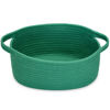 Picture of ABenkle Small Basket, 12"x 8" x 5" Cute Small Woven Basket, Rope Room Shelf Storage Basket, Cat Dog Toys Basket Chest Box, Decorative Empty Gift Basket with Handles - Deep Green