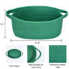 Picture of ABenkle Small Basket, 12"x 8" x 5" Cute Small Woven Basket, Rope Room Shelf Storage Basket, Cat Dog Toys Basket Chest Box, Decorative Empty Gift Basket with Handles - Deep Green