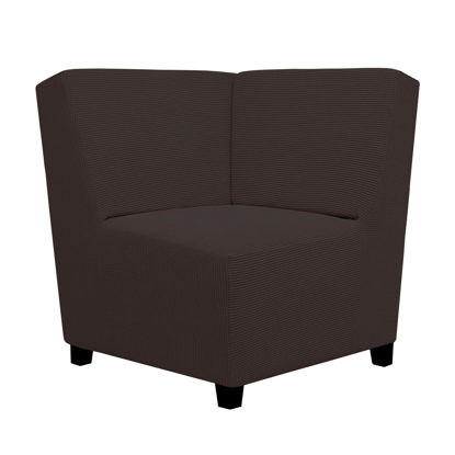 Picture of Easy-Going Stretch Sectional Corner Sofa Slipcover 1-Piece Couch Sofa Cover Furniture Protector Soft with Elastic Bottom for Kids, Pet, Spandex Jacquard Fabric Chocolate