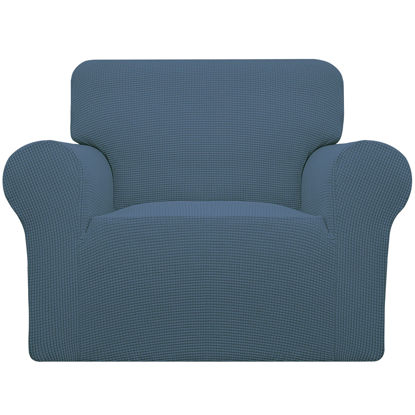 Picture of Easy-Going Stretch Oversized Chair Sofa Slipcover 1-Piece Couch Sofa Cover Furniture Protector Soft with Elastic Bottom for Kids Spandex Jacquard Fabric Small Checks Bluestone