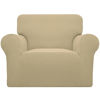 Picture of Easy-Going Stretch Chair Sofa Slipcover 1-Piece Couch Sofa Cover Furniture Protector Soft with Elastic Bottom for Kids, Pet. Spandex Jacquard Fabric Small Checks (Chair, Beige)