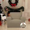 Picture of Easy-Going Stretch Chair Sofa Slipcover 1-Piece Couch Sofa Cover Furniture Protector Soft with Elastic Bottom for Kids, Pet. Spandex Jacquard Fabric Small Checks (Chair, Natural)