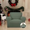 Picture of Easy-Going Stretch Chair Sofa Slipcover 1-Piece Couch Sofa Cover Furniture Protector Soft with Elastic Bottom for Kids, Pet. Spandex Jacquard Fabric Small Checks (Chair, Greyish Green)