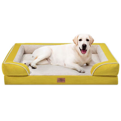 Picture of Comfort Expression Orthopedic Dog Beds, Jumbo Dog Bed for Extra Large Dogs, Waterproof Dog Bed, PV Washable Dog Sofa Bed with Removable Cover & Non-Slip Bottom(Jumbo,Spicy Mustard)