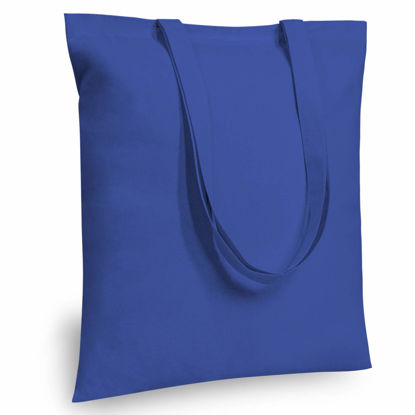 Picture of TOPDesign 5-Pack Economical 16"x15" Blue Cotton Tote Bag, Lightweight Medium Reusable Grocery Shopping Cloth Bags, Suitable for DIY, Advertising, Promotion, Gift, Activity