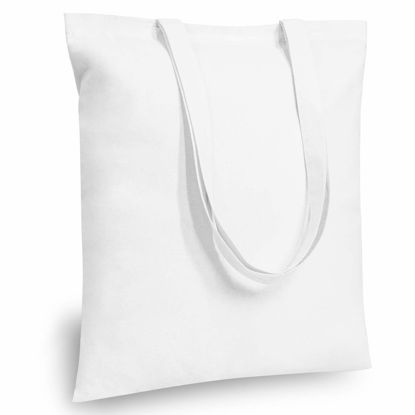 Picture of TOPDesign 5-Pack Economical 16"x15" White Cotton Tote Bag, Lightweight Medium Reusable Grocery Shopping Cloth Bags, Suitable for DIY, Advertising, Promotion, Gift, Activity
