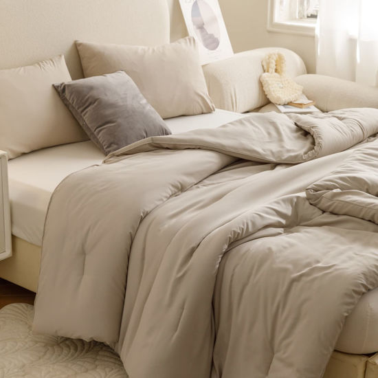 Picture of ROSGONIA California King Comforter Set Oatmeal, 3pcs Bedding (1 Boho Cal King Comforter & 2 Pillowcases), All Season Bedspread Blanket Quilt