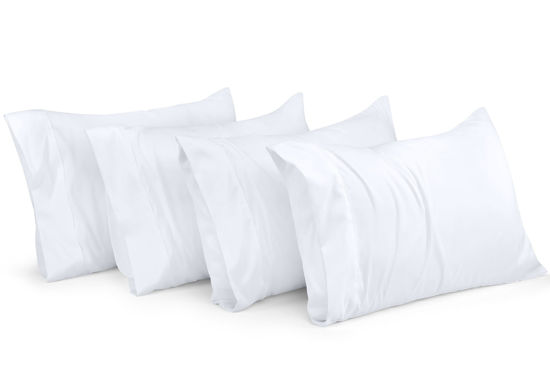 Picture of Utopia Bedding Standard Pillow Cases - Pack of 4 - Envelope Closure - Soft Brushed Microfiber Fabric - Shrinkage and Fade Resistant Pillow Covers Standard Size 20 X 26 Inches (Standard, White)