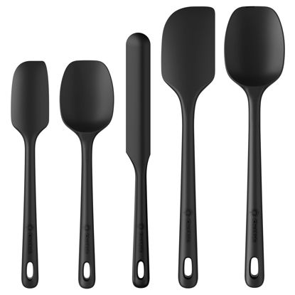 Picture of ChefAide 5 Pieces Silicone Spatula Set, Food Grade Rubber Spatula, Upgrade Strong Handle with Ergonomic Grip, Heat Resistant Up to 600°F for Nonstick Cookware, Cooking