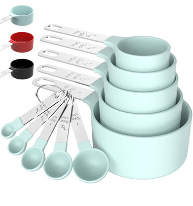 Picture of TILUCK Measuring Cups & Spoons Set, Stackable Cups and Spoons, Nesting Measure Cups with Stainless Steel Handle, Kitchen Gadgets for Cooking & Baking (Green)