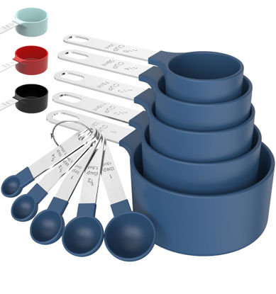 Picture of TILUCK Measuring Cups & Spoons Set, Stackable Cups and Spoons, Nesting Measure Cups with Stainless Steel Handle, Kitchen Gadgets for Cooking & Baking (Blue)
