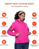 Picture of DEWBU Heated Jacket for Women with 12V Battery Pack Winter Outdoor Soft Shell Electric Heating Coat, Women's Rose Red, M