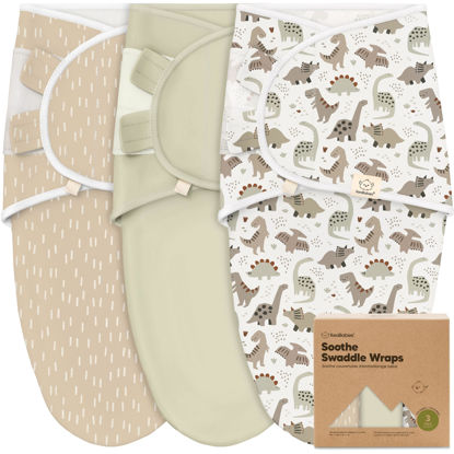 Picture of KeaBabies 3-Pack Organic Baby Swaddle Sleep Sacks - Newborn Swaddle Sack,Ergonomic Baby Swaddles 0-3 Months,Swaddles for Newborns,Baby Sleep Sack,Baby Swaddle Blanket Wrap,Baby Essentials (Dino Ridge)