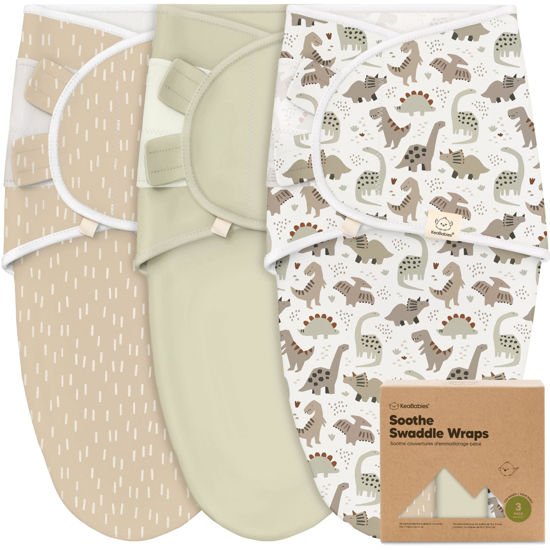 Picture of KeaBabies 3-Pack Organic Baby Swaddle Sleep Sacks - Newborn Swaddle Sack,Ergonomic Baby Swaddles 0-3 Months,Swaddles for Newborns,Baby Sleep Sack,Baby Swaddle Blanket Wrap,Baby Essentials (Dino Ridge)