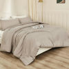 Picture of Litanika Comforters Oatmeal Oversized Queen Size, 3 Pieces Lightweight Solid Bedding Comforter Set, All Season Fluffy Bed Set (98x98In Comforter & 2 Pillowcases)