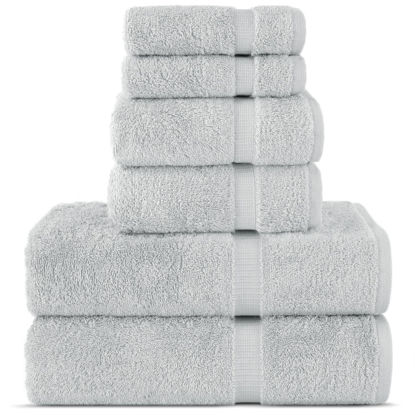 Picture of Chakir Turkish Linens Luxury Spa and Hotel Quality Premium Cotton 6-Piece Towel Set (2 x Bath Towels, 2 x Hand Towels, 2 x Washcloths, Silver Gray)