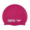 Picture of Arena Classic Unisex Soft Silicone Swim Cap for Women and Men, Intensive Training and Racing Comfortable Non-Slip Long Hair Swimming Hat, Fuchsia/White
