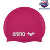 Picture of Arena Classic Unisex Soft Silicone Swim Cap for Women and Men, Intensive Training and Racing Comfortable Non-Slip Long Hair Swimming Hat, Fuchsia/White