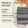 Picture of Queen 6 Piece Sheet Set - Breathable & Cooling Sheets - Hotel Luxury Bed Sheets - 1 Flat Sheet, 1 Fitted Sheet & 4 Pillowcases - Deep Pocket - Easy Fit, Soft & Wrinkle Free - Queen Dark Grey Sheets