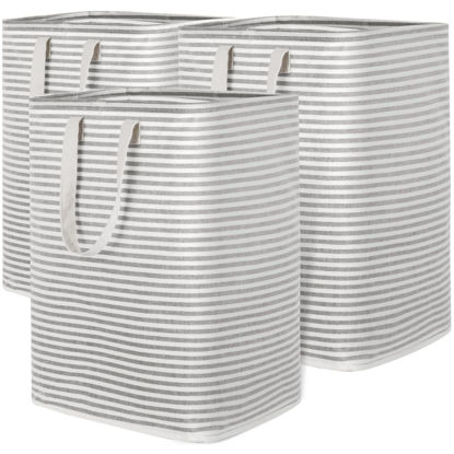 Picture of Lifewit 3 Pack Laundry Hamper Large Collapsible Laundry Baskets, Freestanding Waterproof Clothes Hamper with Easy Carry Handles in Laundry Room Bedroom Bathroom College Dorm for Adults, Grey, 3 x 90L