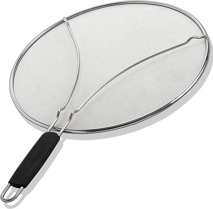 Picture of BergKoch Splatter Screen for Frying Pan - 9.5 Inch Stainless Steel Grease Splatter Guard - Cover Oil Splash when Sizzling Bacon, Cooking Fried Chicken or Popcorn