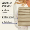Picture of Split King 7 Piece Sheet Set - Breathable & Cooling Sheets - Hotel Luxury Bed Sheets - 1 Flat Sheet, 2 Fitted Sheets & 4 Pillowcases - Easy Fit, Soft & Wrinkle Free - Split King Beige Sheets