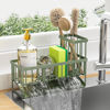 Picture of Cisily Kitchen Sink Caddy, Sponge Holder for Kitchen Sink, Kitchen Sink Organzier and Storage with High Brush Holder, 304 Stainless Kitchen Gadgets Sink Accessories, Organizadores de Cocina Sage Green