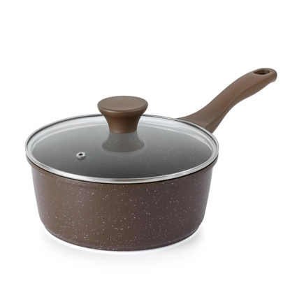 Picture of SENSARTE Saucepan Nonstick with Lid 2.5 Quarts Granite Coating Sauce Pot Medium Kitchen Cooking Pot, Induction Comptable, PFOA Free