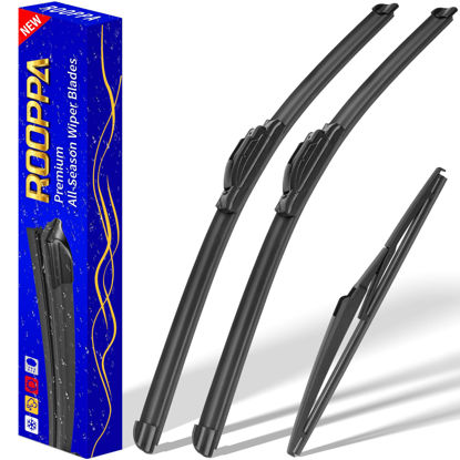 Picture of 3 wipers Replacement for 2008-2019 Toyota Highlander/2011-2021 Lexus GX460, Windshield Wiper Blades Original Equipment Replacement - 26"/20"/12" (Set of 3) U/J HOOK