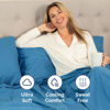 Picture of Extra Deep Queen Fitted Sheet - Hotel Luxury Single Fitted Sheet Only - Easily Fits 18 inch to 24 inch Mattress - Soft, Wrinkle Free, Breathable and Comfy - Extra Deep Pockets Denim Blue Fitted Sheet