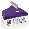 Picture of HOUSE DAY Noble-Purple Velvet Hangers 60 Pack, Non Slip Clothes Felt Hanger Heavy Duty for Coat, Premium Slim Space Saving Suit Hangers for Closet Organizer, 360° Rotating Silver Hook