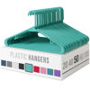 Picture of NEATERIZE Plastic Hangers 50 Pack Aqua - Clothes Hangers - Makes The Perfect Coat Hanger and General Space Saving Clothes Hangers for Closet - Percheros Ganchos para Colgar Ropa Hangars
