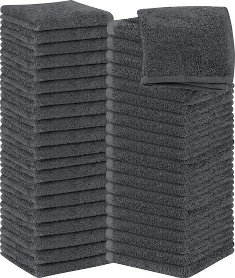 Picture of Utopia Towels Cotton Washcloths Set - 100% Ring Spun Cotton, Premium Quality Flannel Face Cloths, Highly Absorbent and Soft Feel Fingertip Towels (60 Pack, Grey)