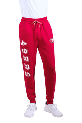 Picture of Ultra Game NFL San Francisco 49ers Mens Active Basic Jogger Fleece Pants, Team Color Stripe, Small