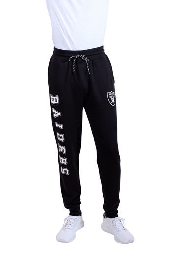Picture of Ultra Game NFL Las Vegas Raiders Mens Active Basic Jogger Fleece Pants, Team Color Stripe, Medium