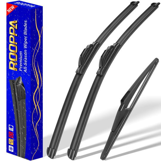 Picture of 3 wipers Replacement for 2018-2023 Nissan Kicks, Windshield Wiper Blades Original Equipment Replacement - 26"/16"/12" (Set of 3) U/J HOOK