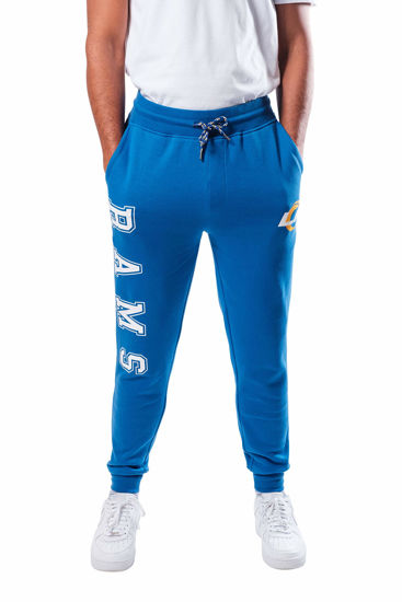 Picture of Ultra Game NFL Men's Super Soft Game Day Jogger Sweatpants, Los Angeles Rams, Team Color Stripe, Small