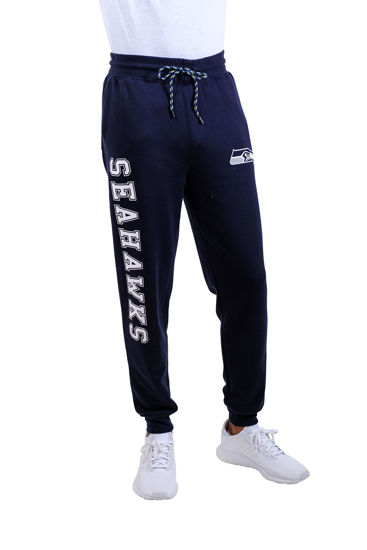Picture of Ultra Game NFL Men's Super Soft Game Day Jogger Sweatpants, Seattle Seahawks, Team Color Stripe, Small