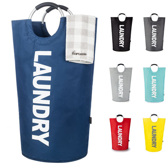 Picture of Caroeas 90L Laundry Basket (13 Colors), Waterproof Laundry Hamper, Laundry Bag with Padded Handles, Clothes Hamper Stands Up Well, Collapsible Laundry Basket Easy Storage