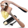 Picture of Zulay Kitchen Large Premium Garlic Press Set - Bigger Bowl for Bigger Garlic - Rust Proof & Dishwasher Safe Garlic Mincer Tool - Easy-Squeeze, Easy-Clean Silicone Garlic Peeler & Brush (Copper)