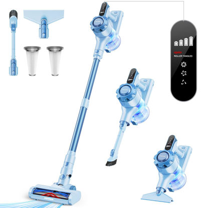 Picture of Trucozie Cordless Vacuum Cleaner, 8-in-1 Lightweight Stick Vacuum with 45mins Runtime, Powerful Suction, Rechargeable Cordless Vacuum for Carpet, Tile, Pet Hair, Hardwood Floors, Blue